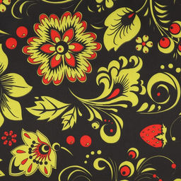 Ткань для рукоделия, атлас, хохлома, лоскут 50 × 75 см