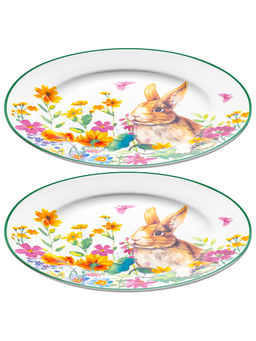 Набор 2 тарелок 19*19*1,5 см Кролик в цветочном поле, фарфор - Elan gallery фото 4