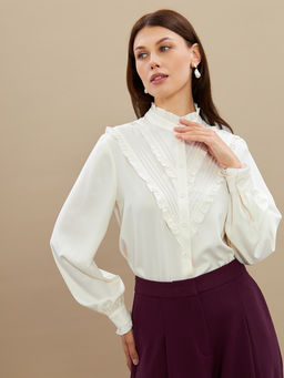 Блузка с рюшами OD-884-5 сливочный