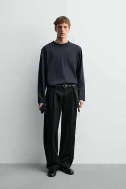 CAMISETA MANGA LARGA BOLSILLO AARON LEVINE X ZARA / Marino
