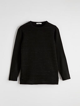 Bisiklet Yaka ?izgili Kad?n Triko Kazak