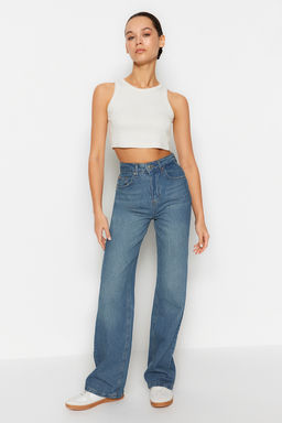 TRENDYOLMILLA Mavi More Sustainable Yuksek Bel Wide Leg Jeans TWOSS24JE00020