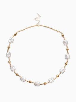 Бусы "Жемчуг" майорика прямоугольник, цвет белый в золоте