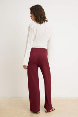 Kiremit Wide Leg/Genis Paca Lastikli Dokulu Orme Pantolon TWOSS26PL00205