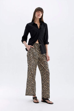 Широкие брюки с карманами и высокой талией, длинные широкие брюки из вуали - Defacto фото 3