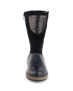 Монголки женские на войлочной подошве., Черные. Кожа. Молния. Подклад овчина.