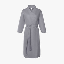 Халат вафельный женский Экономь и Я рукав 3/4, размер 54-56, серый, 100% хлопок, 200 г/м²