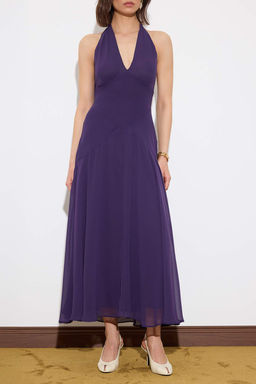 Limited Edition Mor Volanl? Sifon Maxi Astarl? S?k/Gece Elbise TPRSS26EL00032 - Trendyolmilla фото 3