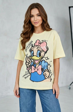 K13601 Футболка OVER SIZE (хлопок) ЖЕЛТЫЙ