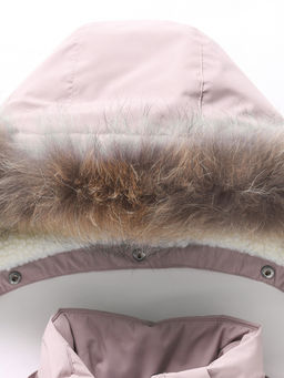 Парка зимняя подростковая для девочки с капюшоном и мехом розового цвета 9532R - Valianly фото 13
