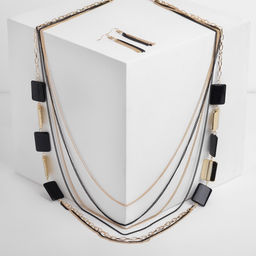 Набор 2 предмета: серьги, бусы Унисон прямоугольники, чёрный в золоте, 80 см