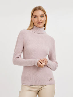 водолазка женская в розовом цвете в рубчик