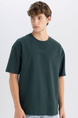 Comfort Regular Fit Rahat Kesim Bisiklet Yaka Ag?r Kumas K?sa Kollu Tisort