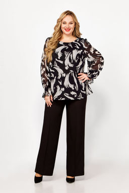 Блуза Swallow 803.2 черный+серебряный узор фото 33