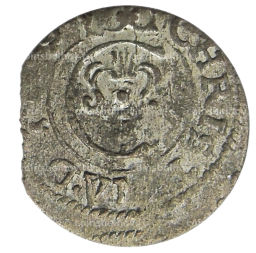 Монета Солид 1634-1654 года Шведская оккупация Риги  королева Кристина