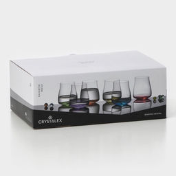 Стаканы RAINBOW FRESH, 350 мл, набор 6 шт., стекло, прозрачные, разноцветные