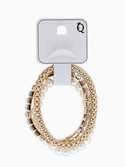 Браслеты «Стиль», набор 3 шт. шар №8, со стразами, тянется, белый в золоте