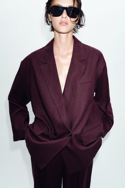 BLAZER CRUZADA CON LINO / Berenjena - Zara фото 2