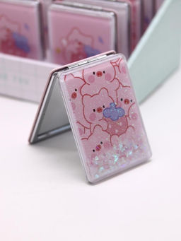 Зеркало шейкер раскладное "Pig pattern", розовое, 8*6 см