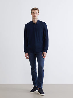 Polo Yaka Uzun Kollu Erkek Sweatshirt