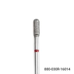 Алмазная насадка для кутикулы, цилиндр закруглённый, красная насечка 880/030R - Global fashion фото 2