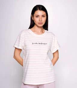 Футболка #КТ9102 (1), розовый, белый