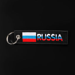 Брелок для автомобильного ключа RUSSIA, ткань, вышивка, 13×3 см