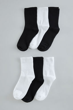 Beyaz Unisex 6l? Pamuklu Kolej-Tenis-Orta Boy Corap TEDAW25CO00007