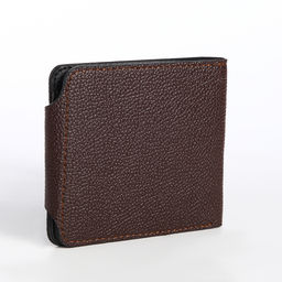 Портмоне мужское на кнопке, коричневое