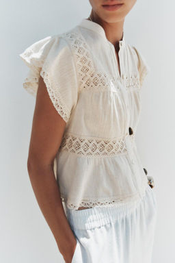 RUSTIC CROCHET LADDER STITCH TOP - Zara фото 5