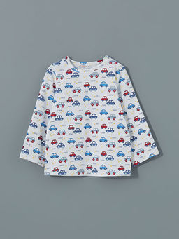 Bisiklet Yaka Bask?l? Erkek Bebek Pijama ?st