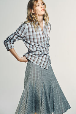 CHECK POPLIN WRAP SHIRT - Zara фото 3