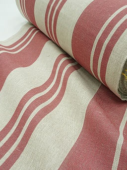 Холст-дорожка Бордовые полосы (на суровом), ш.0.55м, лен-30%, хлопок-70%, 270гр/м.кв