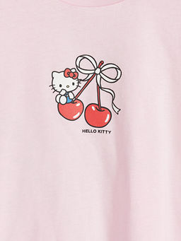 Bisiklet Yaka Hello Kitty Bask?l? K?z ?ocuk Ti??rt