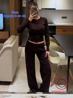 Вязаная двойка кардиган и штаны