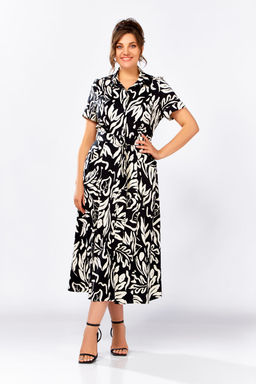 Платье Swallow 844.4 Черный в молочный принт фото 3