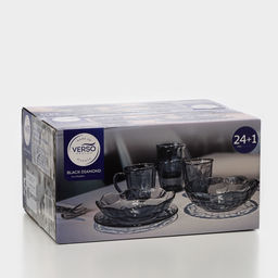 Набор посуды BLACK DIAMOND, 25 предметов, стекло, серый - Simaland фото 11