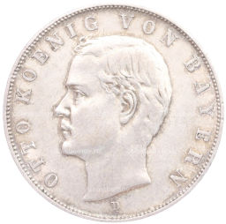 Монета 3 марки 1910 года D Германия (Бавария)