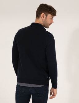 Lacivert Slim Fit Fermuarl_ Triko H_rka