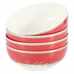 51562 GIPFEL Набор салатников CHARLOTTE 650 мл, 4 шт. Материал: фарфор. Цвет: белый с красным.