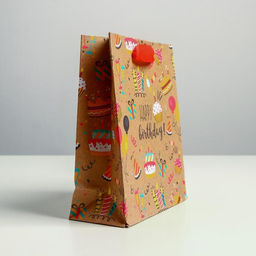 Пакет крафтовый вертикальный Happy birthday, S 12 15 5.5 см - Дарите счастье фото 2