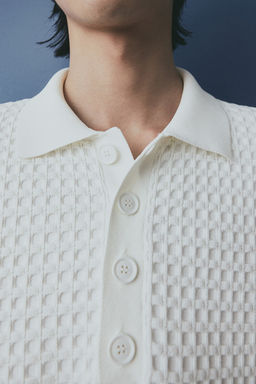 Regular Fit Waffle-knit polo shirt - H&m фото 5