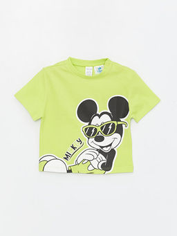 Bisiklet Yaka Mickey Mouse Bask?l? Erkek Bebek Ti??rt ve ?ort 2li Tak?m - Waikiki фото 2