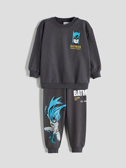 Bisiklet Yaka Batman Bask?l? Erkek ?ocuk E?ofman Tak?m