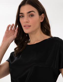 Siyah Comfort Fit Dokuma Elbise