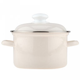 Жемчужная Кастрюля эмалированная 2,0л, форма цилиндрическая, металлическая крышка, без рисунка (Россия) - Домашняя мода фото 2