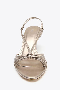 LEATHER KNOTTED STRAPPY SANDALS - Zara фото 4