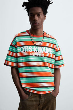 STRIPED EMBROIDERED T-SHIRT OTIS KWAME KYE QUAICOE - Zara фото 13