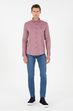 Мужская бордово-красная базовая рубашка с длинным рукавом Неожиданная скидка в корзине - U.s. polo assn фото 4