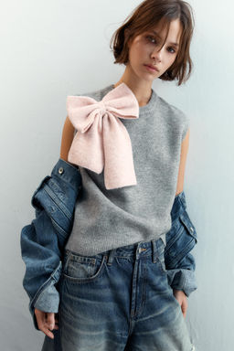 KNIT VEST TOP WITH BOW - Zara фото 2